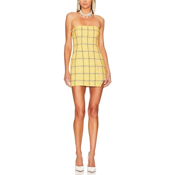 REVOLVE Dresses & Skirts - Assignment Cady Mini Dress Yellow Plaid Small Strapless